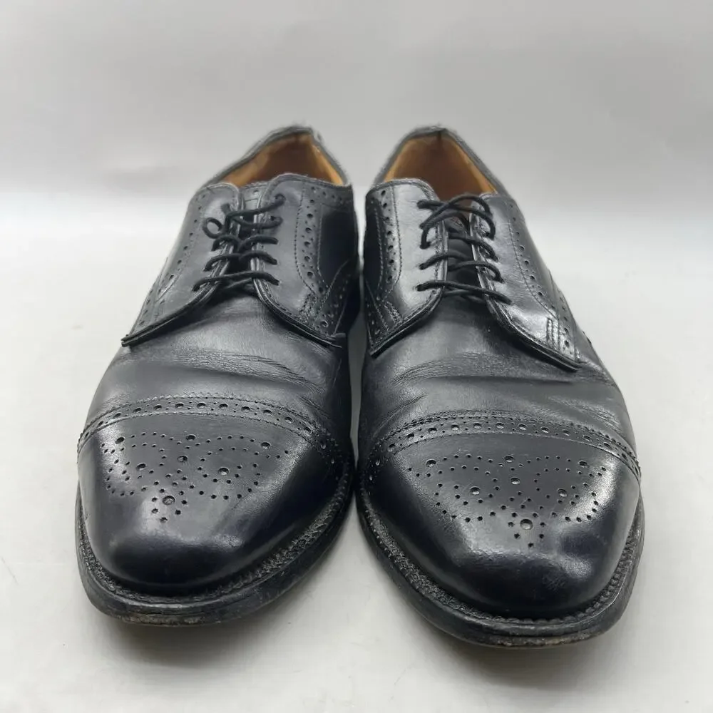 Allen Edmonds Sanford Cap Toe Oxford Men Size 9 D Black Leather Wingtip Shoes